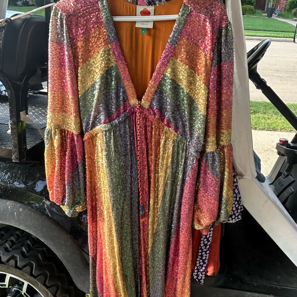 FARM Rio Multicolor Sequin Long Sleeve Dress